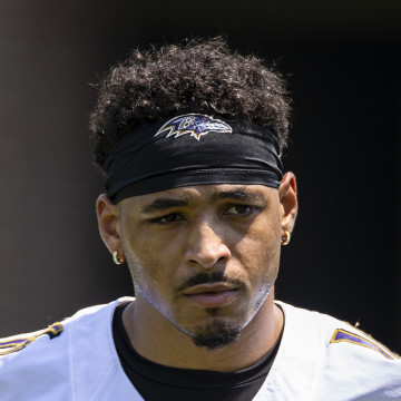 Baltimore Ravens wide receiver Tylan Wallace (16) runs against the New York  Giants during an NFL football game Sunday, Oct. 16, 2022, in East  Rutherford, N.J. (AP Photo/Adam Hunger Stock Photo - Alamy